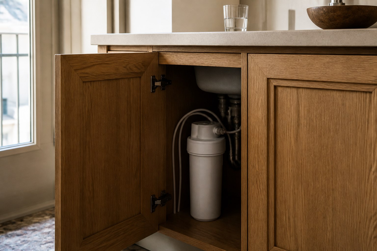 Cucina residenziale, contesto di una demo depuratore